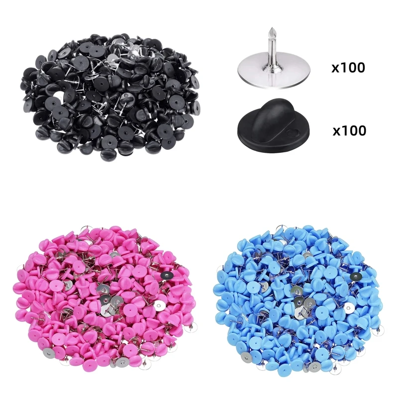 

100 Set Pin Backings Tie Tacks Blank Pins with Pin Backs Butterfly Clutch Backing Locking Clasp for Badge Craft
