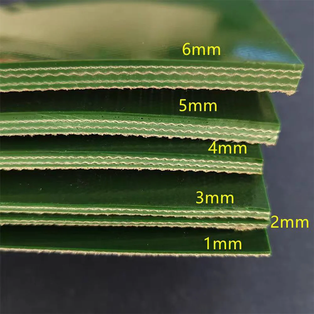 Зеленая трансмиссионная лента из ПВХ. Промышленный ленточный периметр: 600–1050 мм.