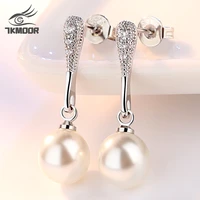 original elegant beauty pearl hanging earring with crystal for women 925 silver needle earring wedding gift jewelry
