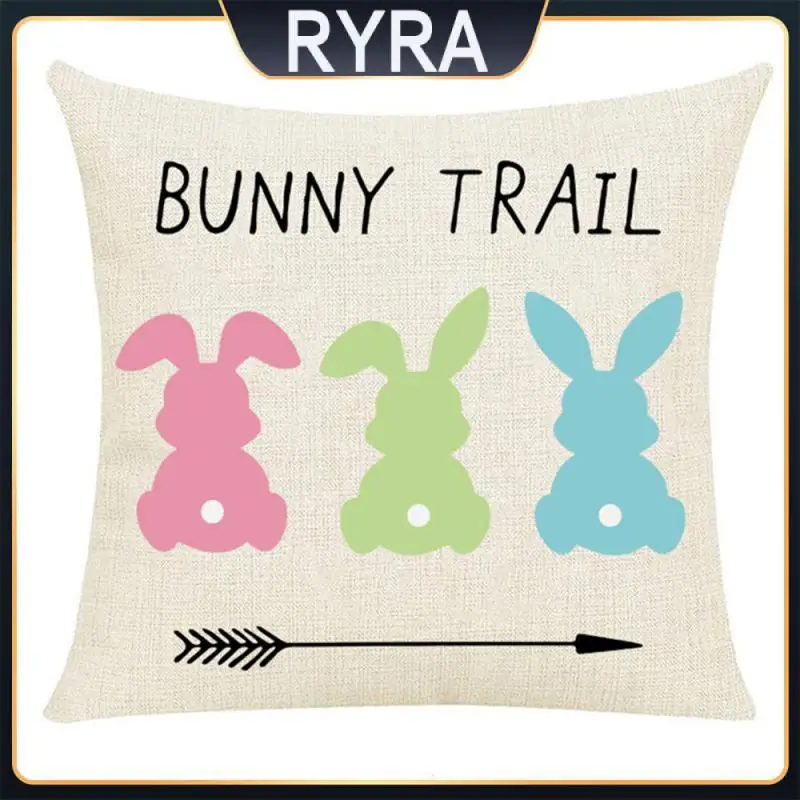 

Pillowcase Home Living Room Sofa Adorable Rabbit Cushion Cover Easter Cartoon Decorative Pillows Linen Printed Pillowcase