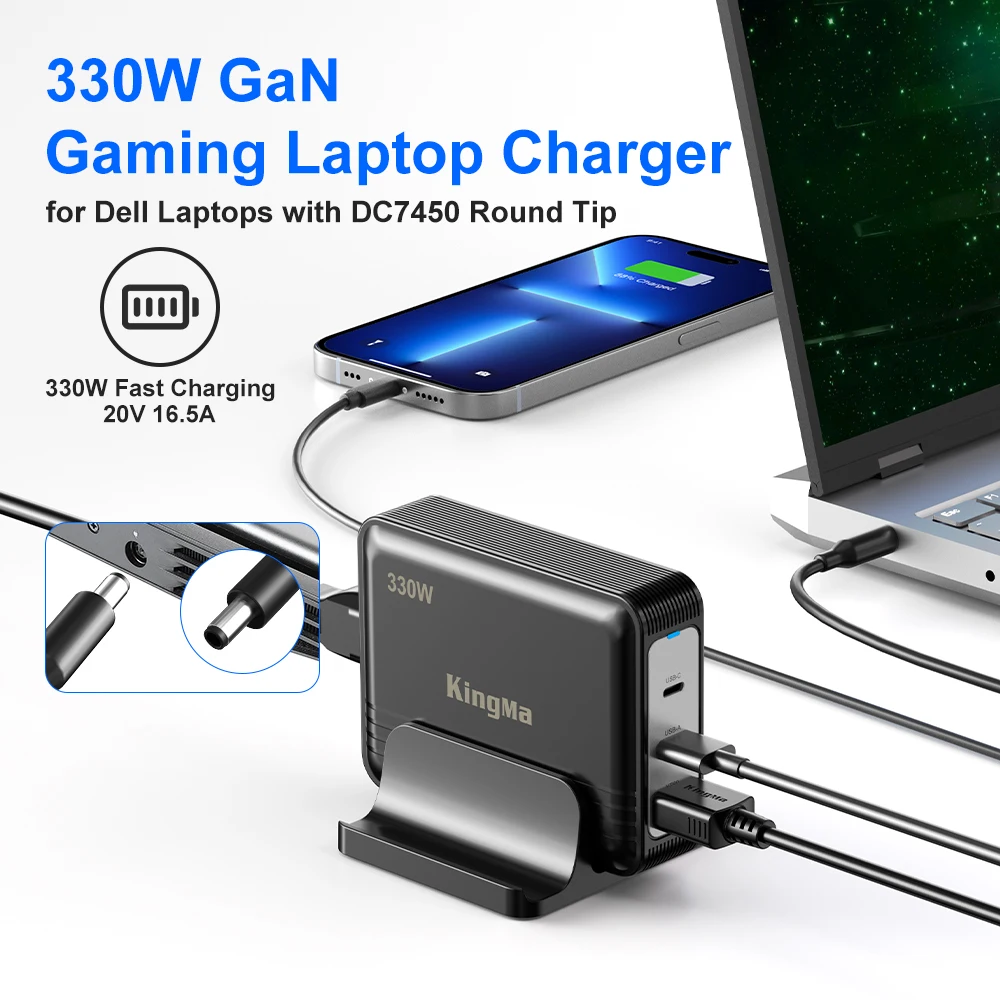 Зарядное устройство для ноутбука 330 Вт 19 5 в GaN DELL Alienware M17 M18X X17 X51 Area-51m 15 G16 5530 7630 7620