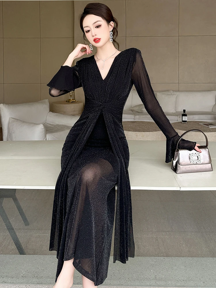 Женское платье для выпускного знаменитости элегантное эластичное блестящее