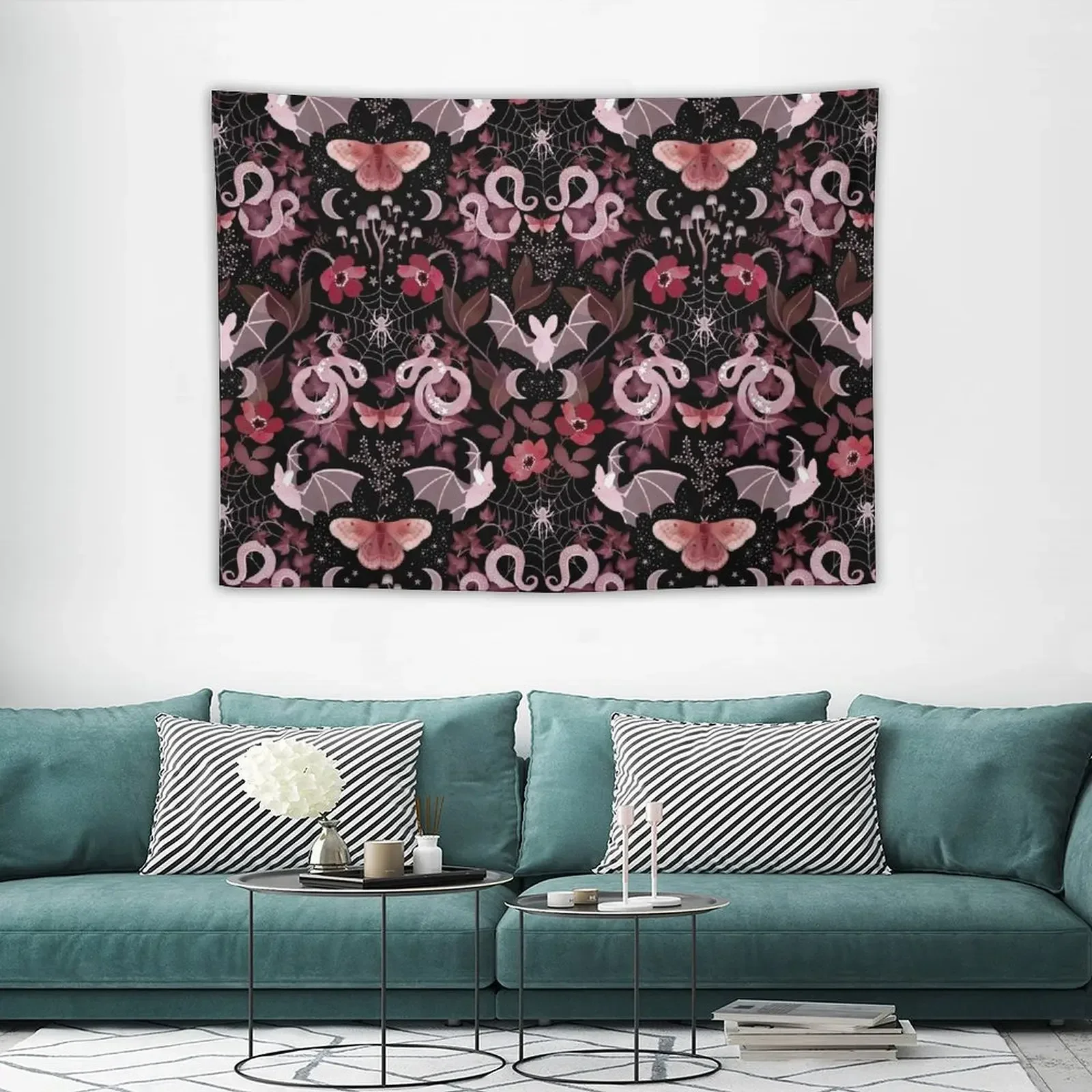 Готический готический гобелен Moody с узором летучая мышь и змея украшение для дома