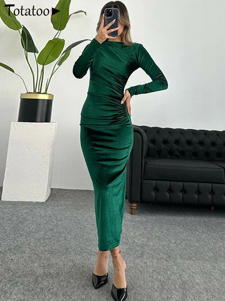 Винтажное вечернее бархатное платье-карандаш Totatoop для женщин осень-зима 2024