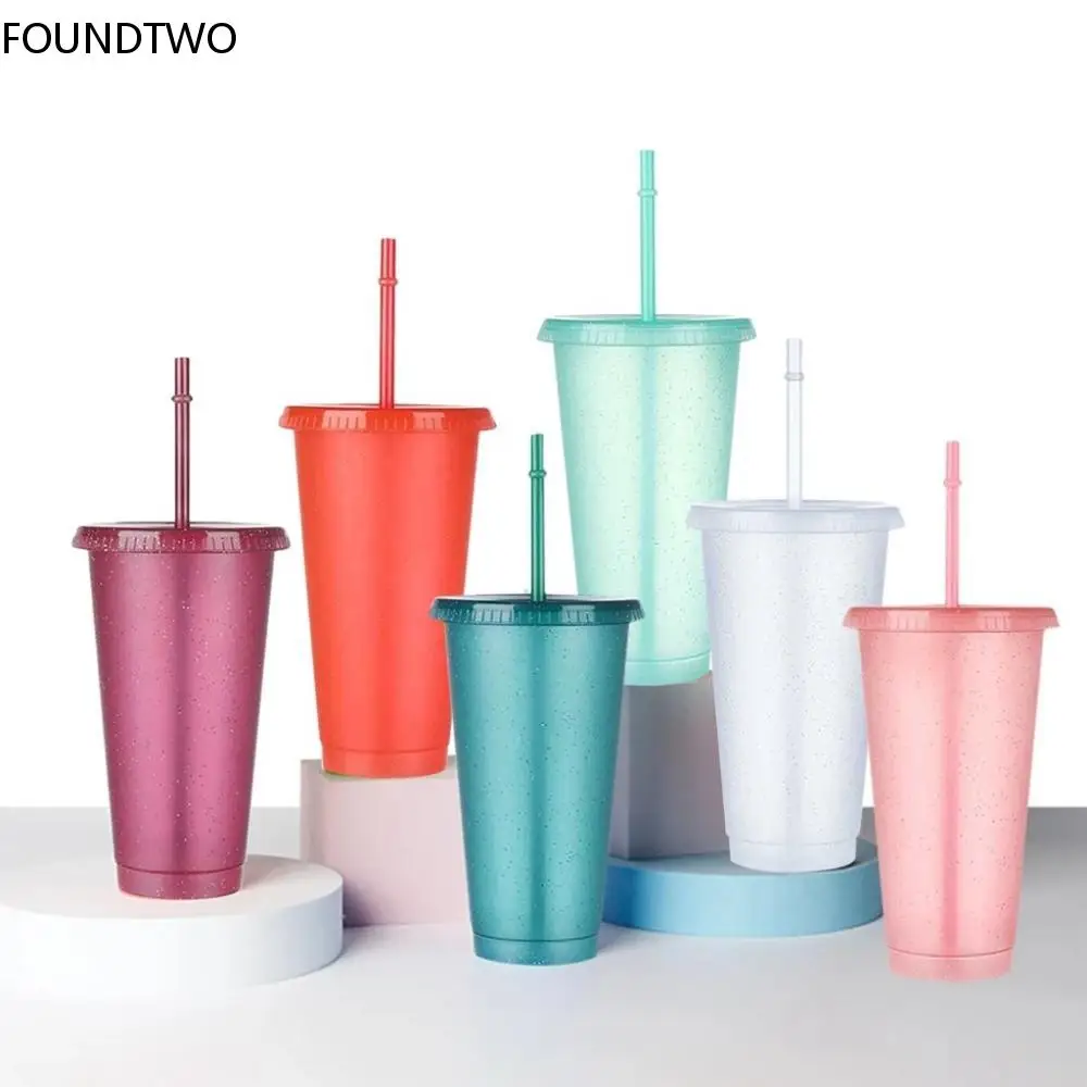 With Straws Lid Plastic Reusable Personalized Drinkware Coff