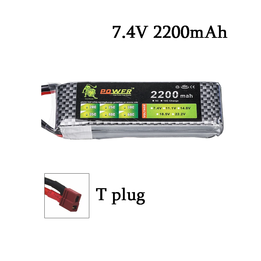 Литий-полимерный аккумулятор Lion Power 2S 7 4 в 2200 мАч 30C Max 60C JST/T/XT60 Plug для