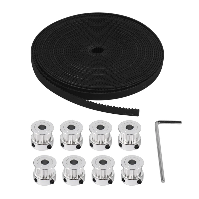 

16Pcs 5Mm 20 Teeth Aluminum Timing Pulley Wheel+5 Meters Rubber GT2 2Mm Pitch 6Mm Wide Timing Belt For 3D Printer CNC