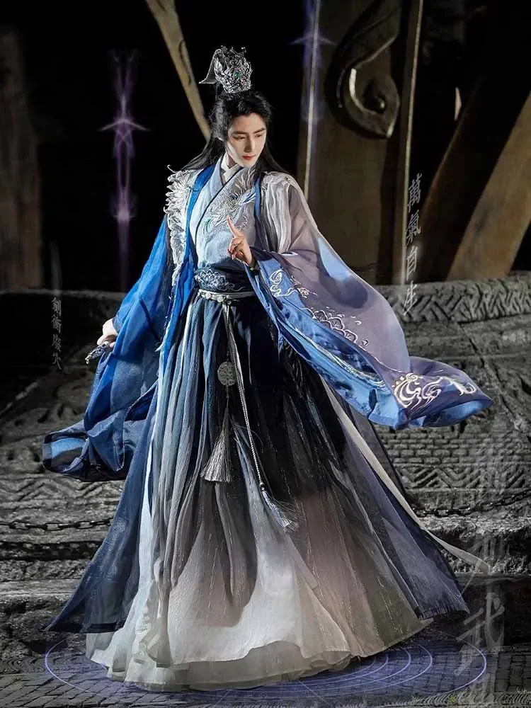 Большой размер 3XL Hanfu мужской китайский традиционный костюм с вышивкой