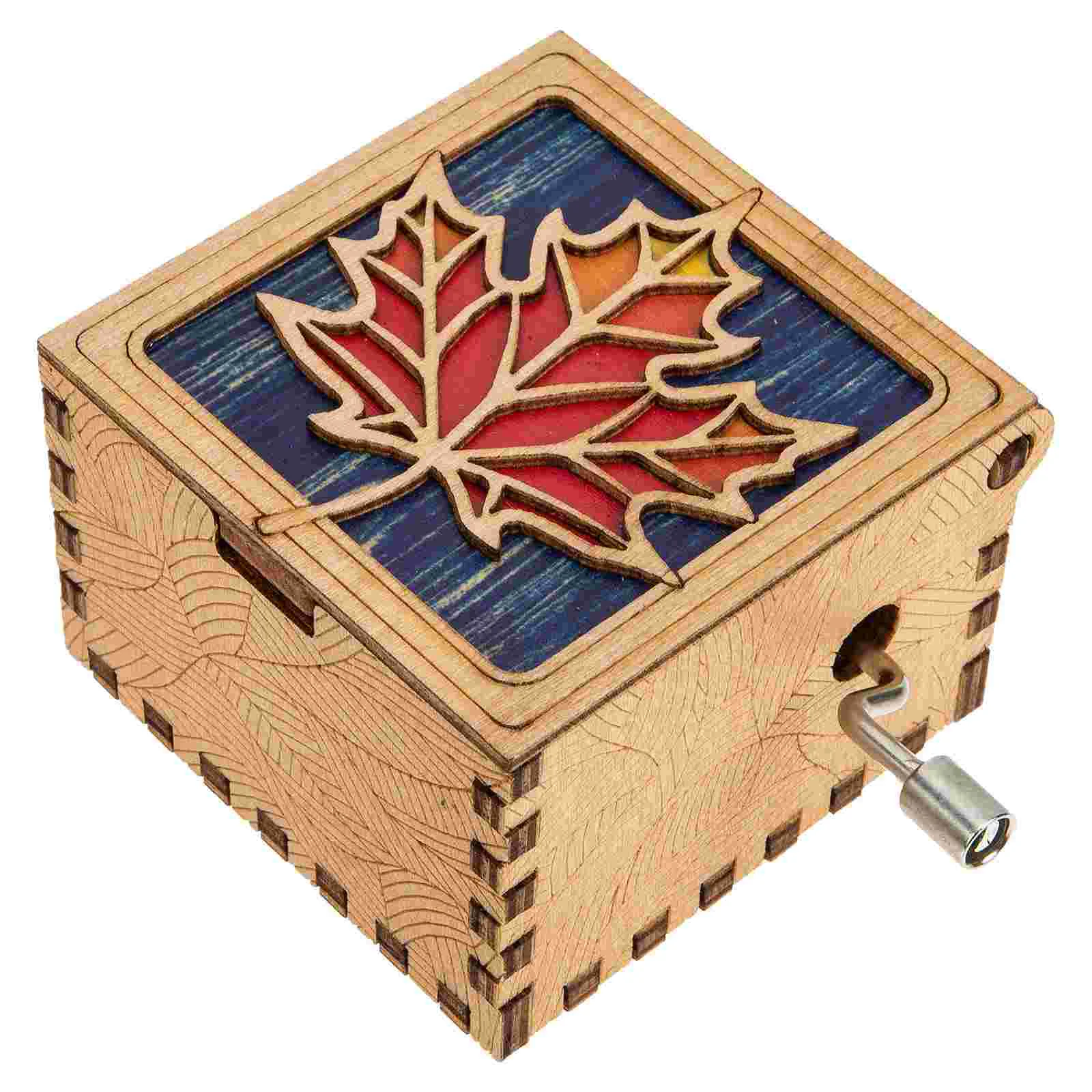 

Wood Crafts Musical Box Vintage Hand Crank Box Carved Wood Box Decor