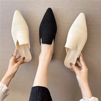 woman mules shoes outdoor women slippers female square toe shallow low heel casual shoes comfortable slippers slides 2022 new