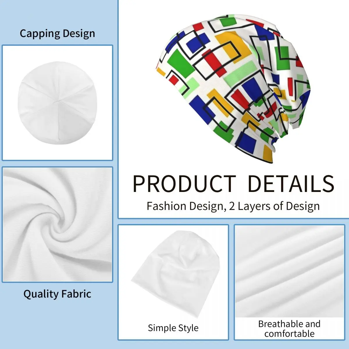 Красочные шапки-бини с принтом Mondrian модные шапки для мужчин и женщин унисекс