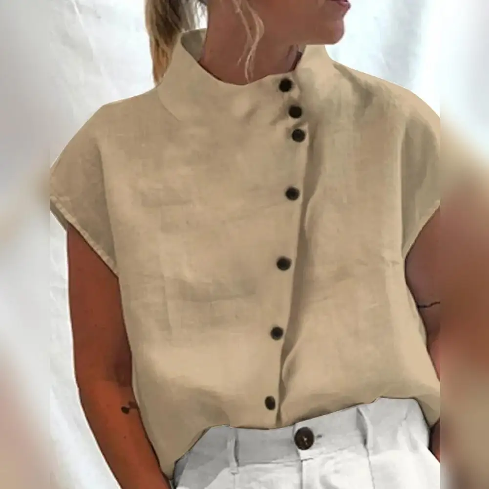 

Женская однотонная Повседневная Блузка с вырезами на пуговицах