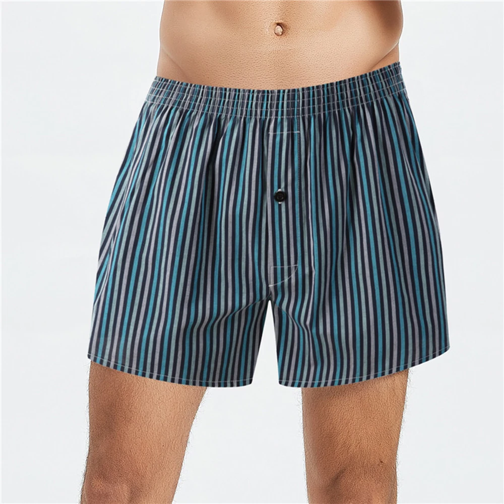 

Men's Underpants Boxer Home Shorts Classic Striped Combed Male Loose Breathable Family Short Pants Homewear Sleepwear On Sale A8