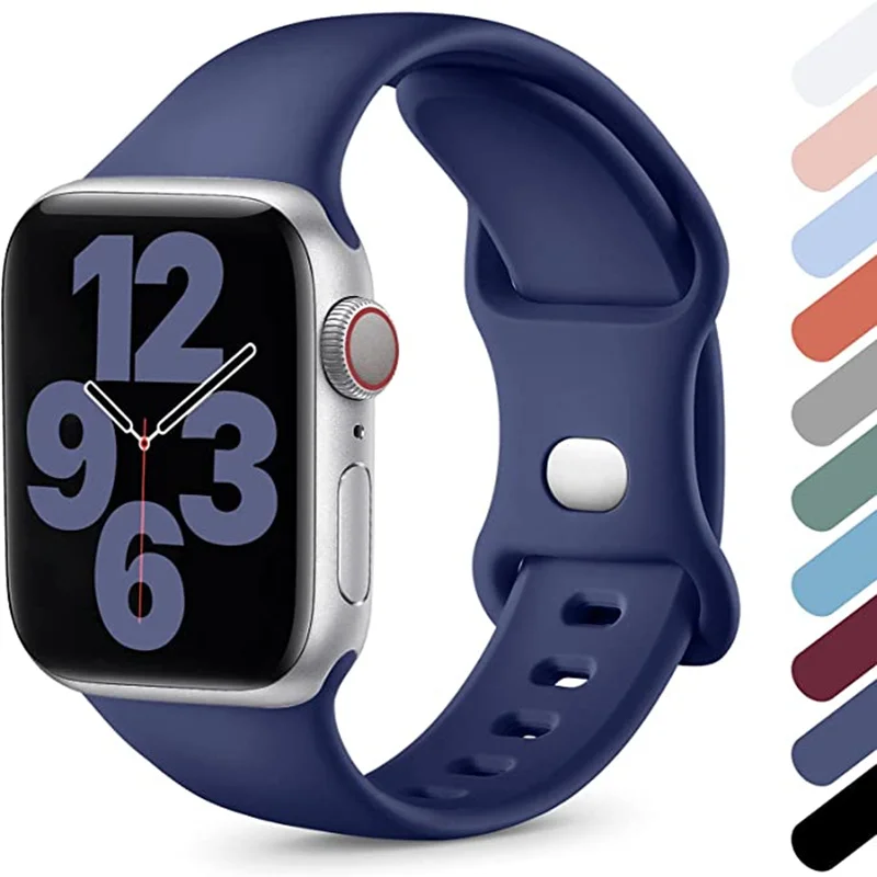 

Silicone Band For Apple Watch Series 3 4 5 6 SE 7 8 Ultra Sport Rubber Watch Band Strap For IWatch 38 42MM 40MM 44MM 41 45 49MM