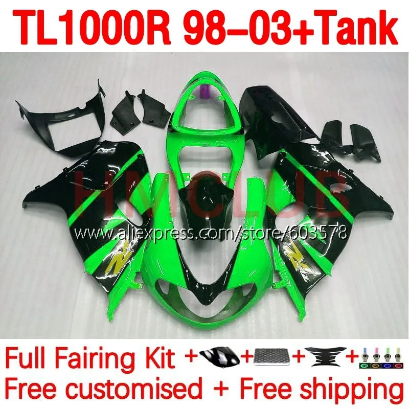 

+Tank For SUZUKI SRAD TL1000 TL 1000 R 1000R TL1000R 98 99 01 02 03 1998 2001 2002 2003 Injection Fairing 181No.78 green black