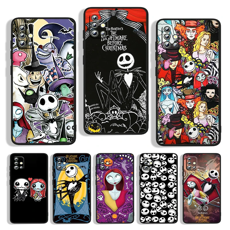 

The Nightmare Before Christma For Samsung A73 A72 A71 A53 A52 A51 A41 A33 A32 A31 A22 A21S A13 A12 A03S A02 5G Black Phone Case