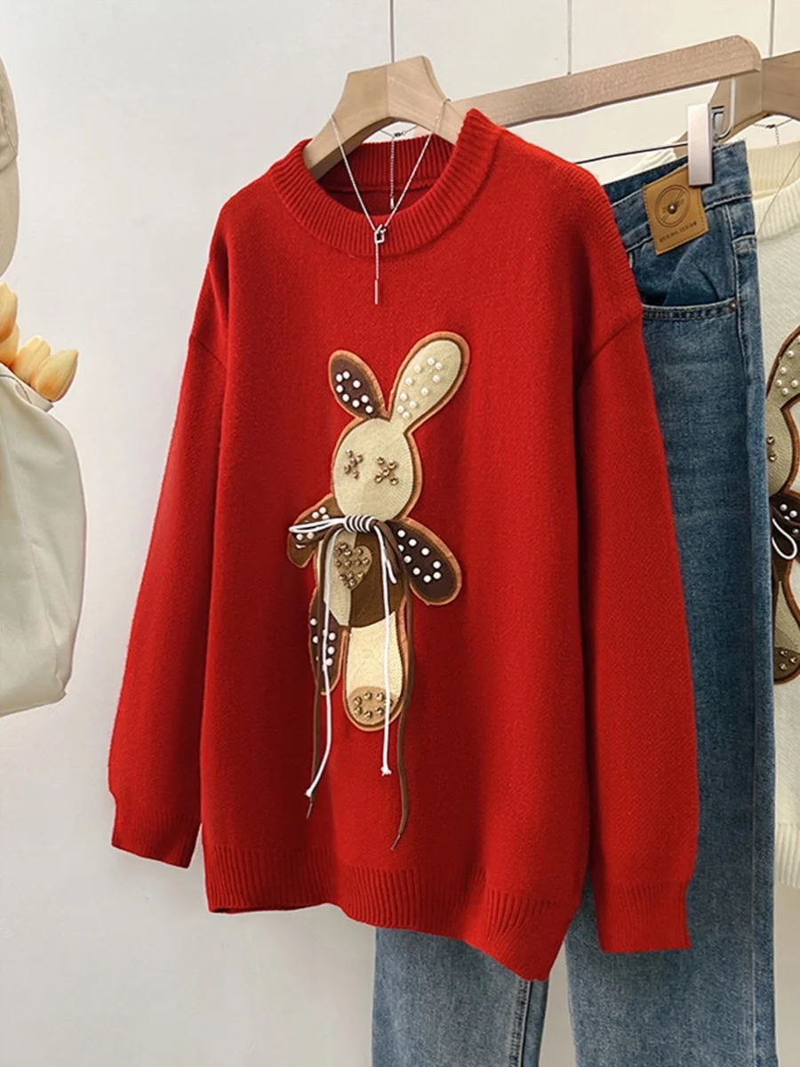 Свитер женский новинка 2023 осенне-зимний с бусинами в стиле вестерн уменьшение