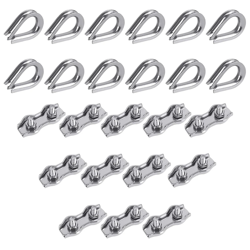 

24Pcs Wire Rope Clamp 3Mm, Wire Rope Clamp Rope Clip, Cable Marine Duplex Clip For Clothesline Awning Attachment
