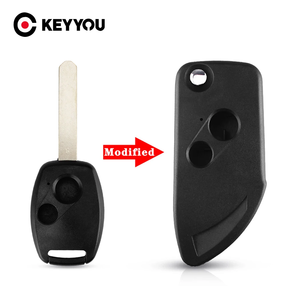 KEYYOU For Honda Accord Civic CRV Pilot CITY Jazz FR-V CR-V 2007 Flip Folding Modified Remote Key Shell Fob 2 Buttons Blank Case