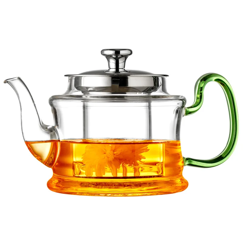 

Термостойкий прозрачный стеклянный чайный набор, утолщенная стеклянная крышка из нержавеющей стали со встроенным дренажом для чая, напитк...
