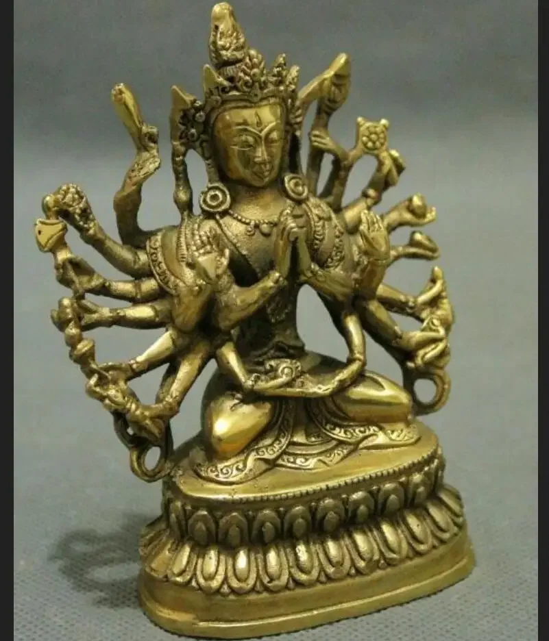 Медная статуя КИТАЙ Тибетский буддизм медный Будда avalokiteshvara экзорцизм