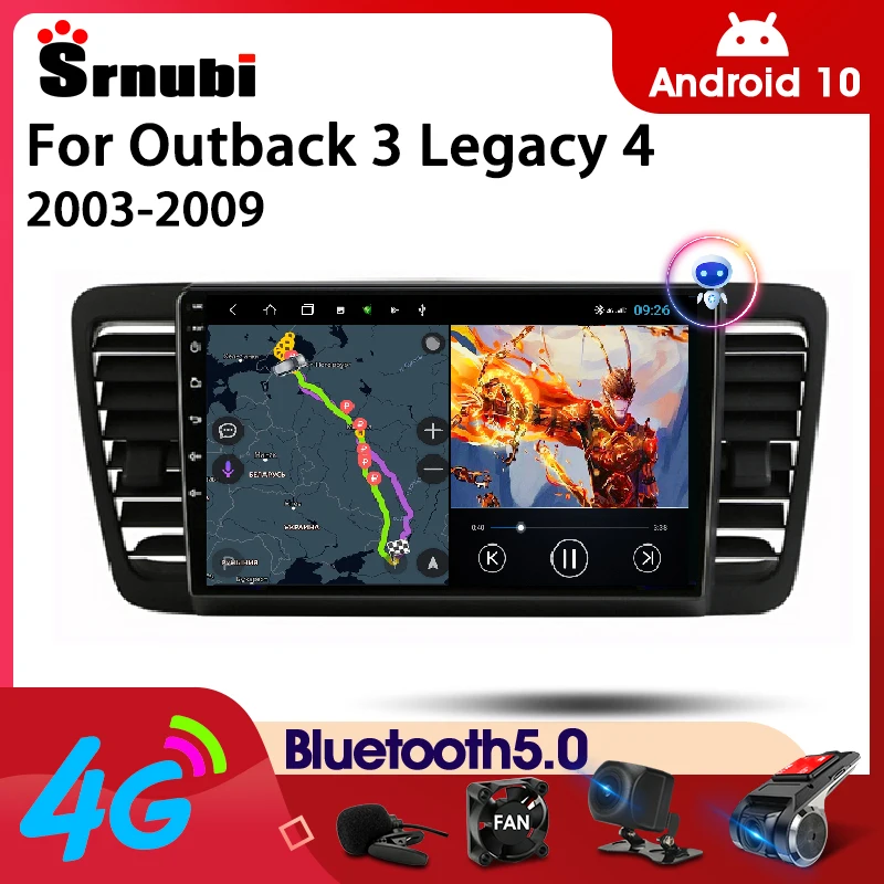 

Автомагнитола Srnubi, 2 Din, 9 дюймов, Android 10, для Subaru Outback 3 Legacy 4 2003-2009, мультимедийное видео, 4G, Wi-Fi, DVD