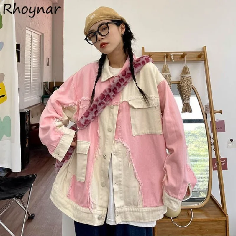 

Denim Jackets Women Patchwork Cargo Y2k Clothes Streetwear Baggy Personal Hipsters Coats Chaqueta Chic Youth Designer Kpop Ins