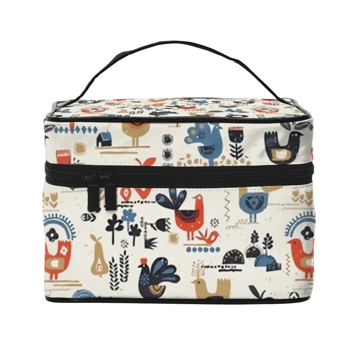 

Косметички с куриной фермой, женские Органайзеры для хранения с забавным животным принтом и ручкой, вместительная косметичка для туалета