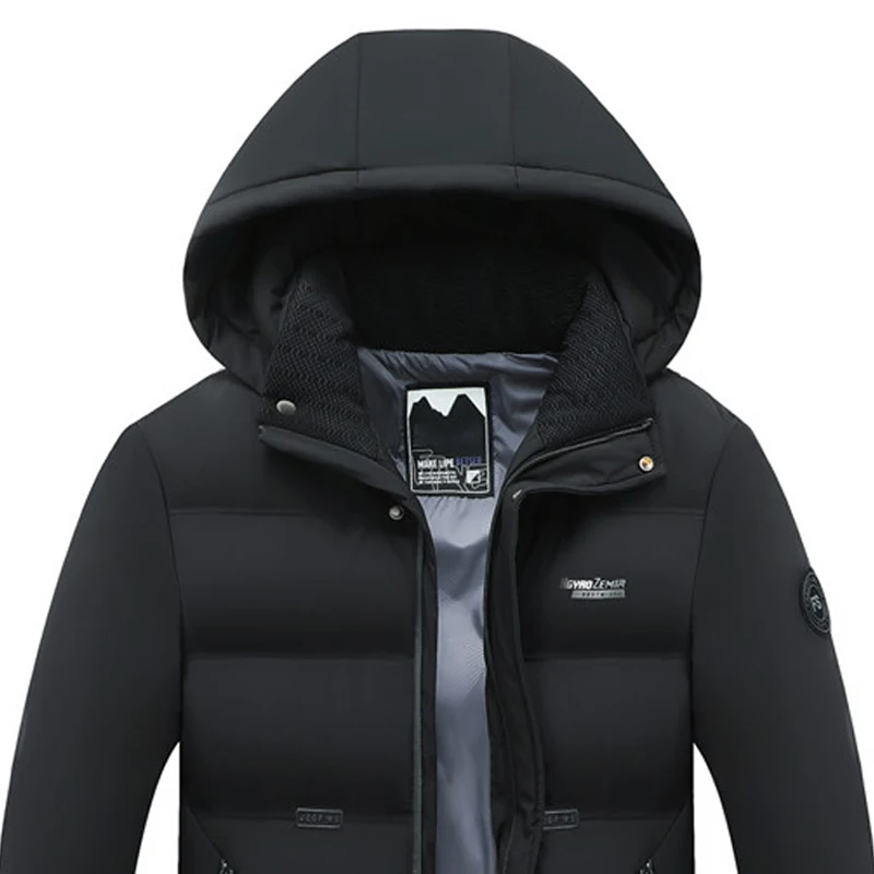 Winter Thickened Men's Hooded Padded Jacket Thick Padded Jacket Outdoor Thickened Warm Versatile Casual Padded Jacket Polyester