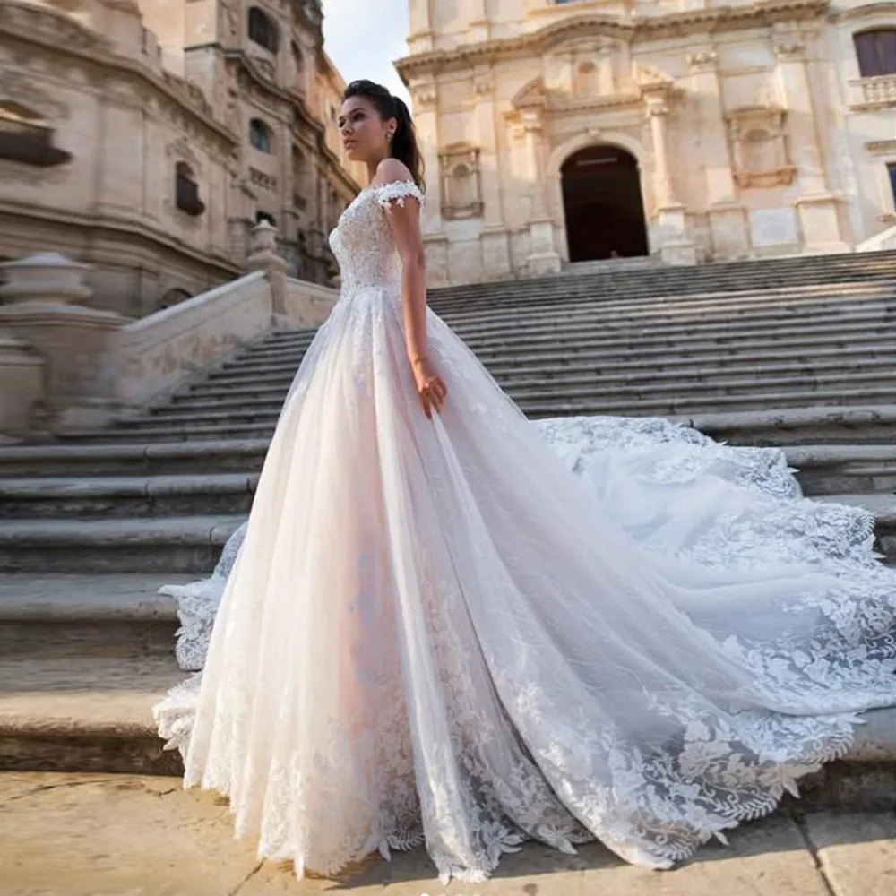 Романтические свадебные платья с открытыми плечами индивидуальные кружевные