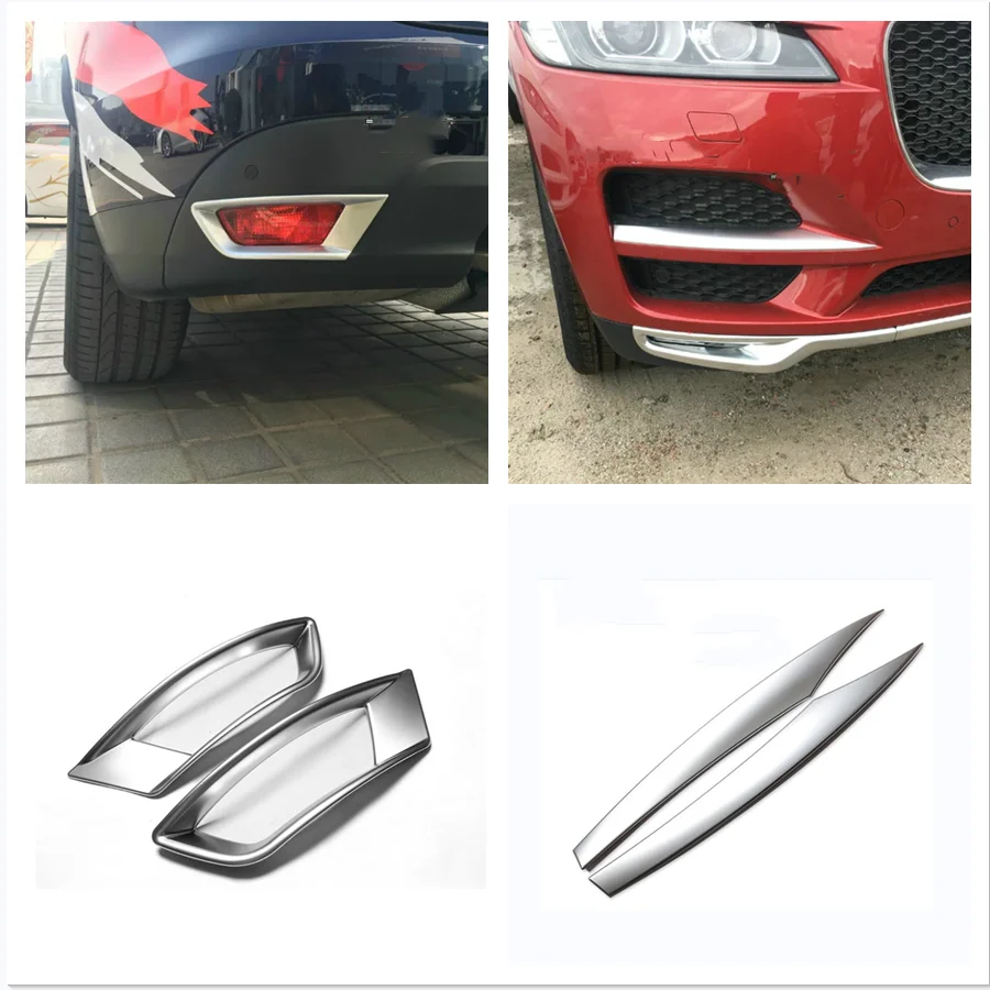 

For Jaguar F-Pace 2017 - 2020 Accessories Bumper Tail Fog Lights Lamp Frame Front Head Grille Fog Light Cover Trim