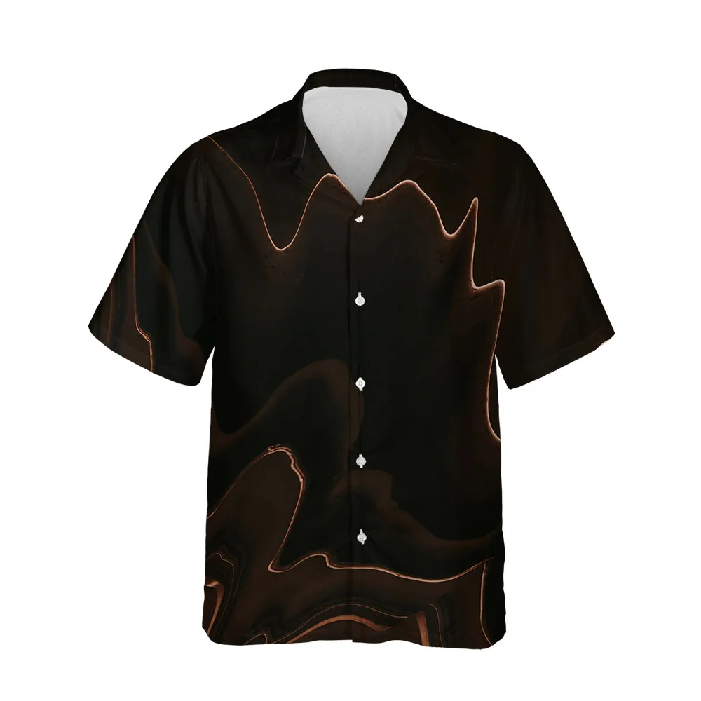 Jumeast 3D Summer Hawaiian Men's Black Short Sleeve Shirt Clothing Casual Fashion Streetwear Blouse Single Breasted Man Clothes