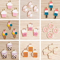 10pcs mix enamel cute food drink ice cream juice charms for jewelry making pendants necklaces earrings diy keychains crafts gift