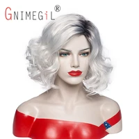 gnimegil synthetic short curly wigs for white women silver wig heat resistant fiber outre melted hairline ombre wigs party hair