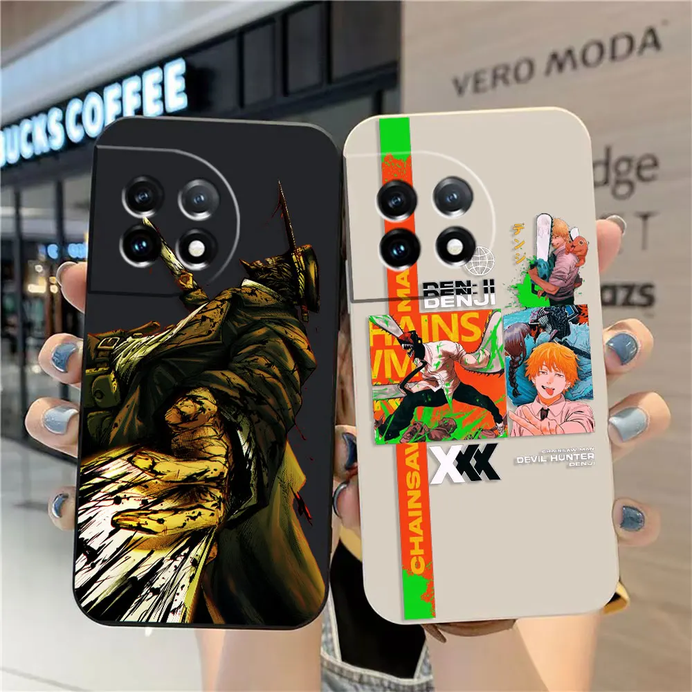 

Case For Oneplus 11 10 9 9R 8 8T 7 7T ACE 2 2V NORD CE 2 Lite Pro Simple Liquid Silicone Case Denji Chainsaw Man