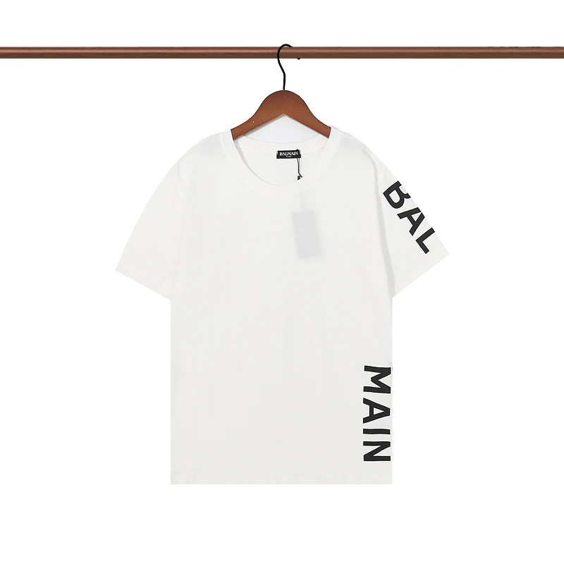 

Balmain Tees Letter Printed Round Neck Short Sleeve All-match Simple Men's T-shirt Clothing