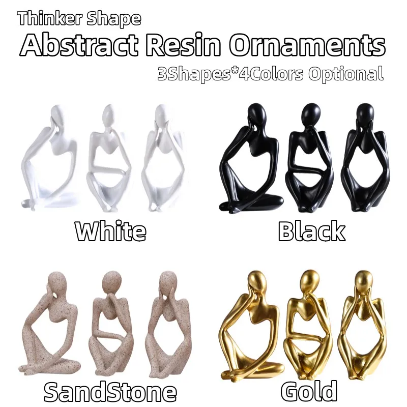 

Мини абстрактные фигурки истончиков, украшения из смолы, домашний декор, Художественная Скульптура четырех цветов, три формы на выбор