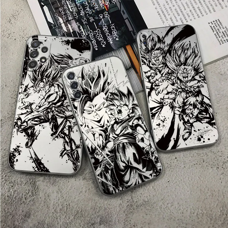 

Dragon-Ball Goku And Son Phone Case for Samsung A73 A53 A52 A51 A50 A72 A71 A32 A33 A30 A31 A42 Metal Feel Silver Plating Cases