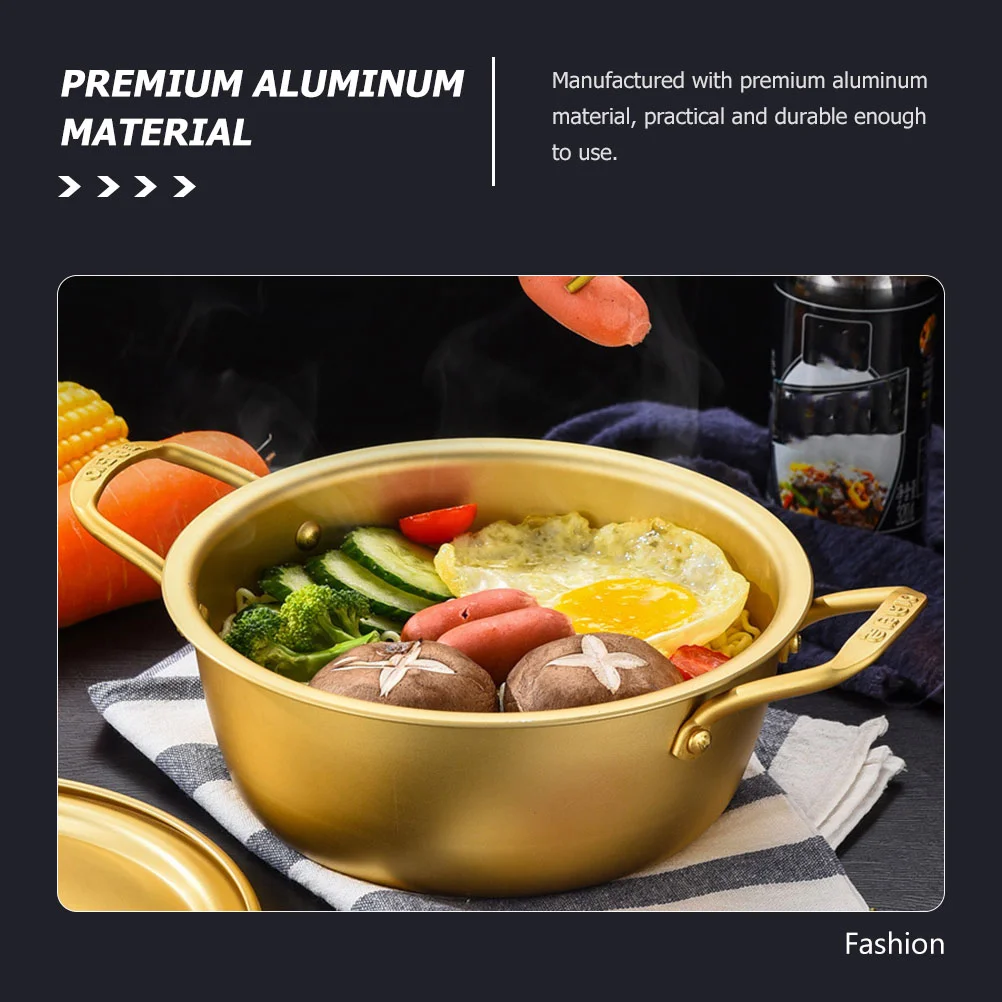 

Pot Korean Ramen Noodle Bowl Cooker Instant Hot Cooking Soup Japanese Aluminum Bowls Lid Stew Stock Ramyun Shabu Pan Stockpot