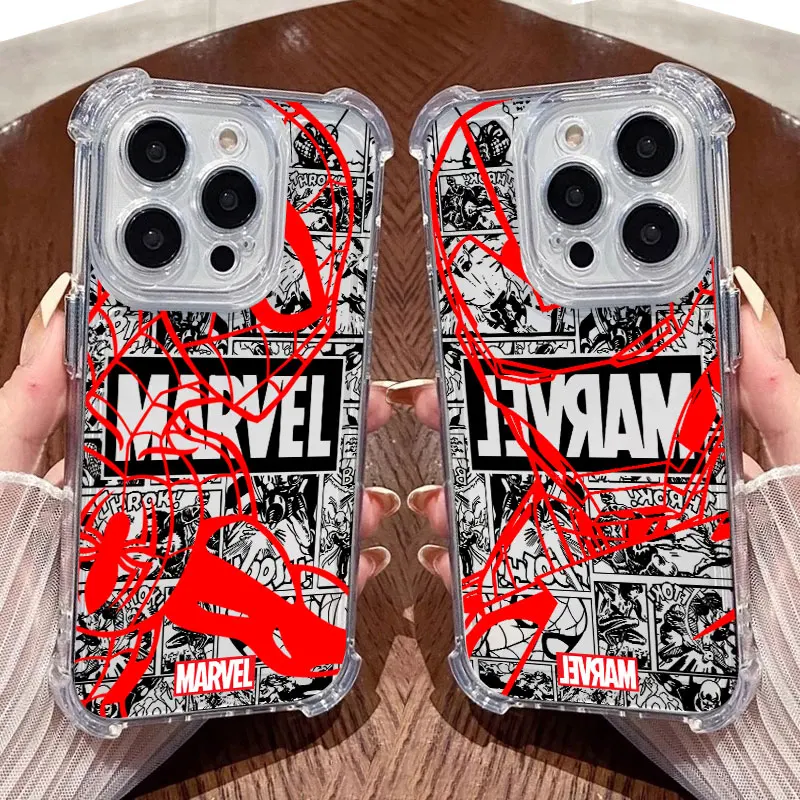 Фото Прозрачный чехол Marvel Spiderman Ironman Avengers для iPhone 17 16 15 14 13 12 11 Pro Max 16e 17e Air 13 15 Plus XS X 7 8 №3