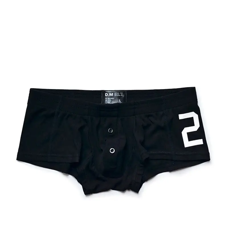 Men's Underwear Low Waist Sexy Boxer Briefs Button Letter Gay Briefs Fashion Capsule Wear