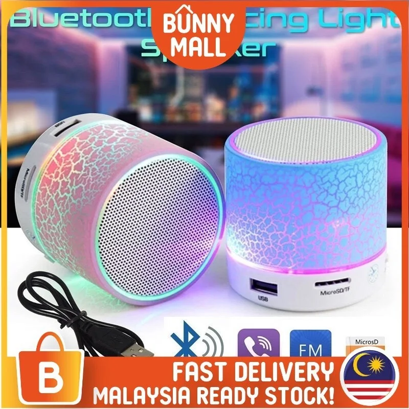 

READY STOCK Colorful 7 Colours LED Light Mini Portable Bluetooth Speaker Support USB/AUX/TF Card BUNNY