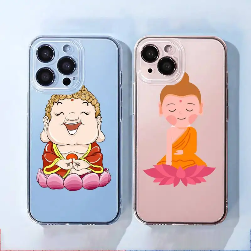 

Be Happy Little Buddha cartoon cute Phone Case Transparent soft For iphone 12 11 13 7 8 6 s plus x xs xr pro max mini