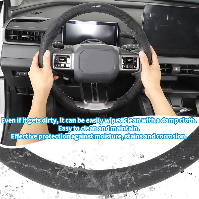 Фото Кожаный чехол на руль автомобиля с перфорацией для KIA GT Line, Forte, Seltos, K5, Sportage, Ceed, Soul, Cerato, Sedon №3