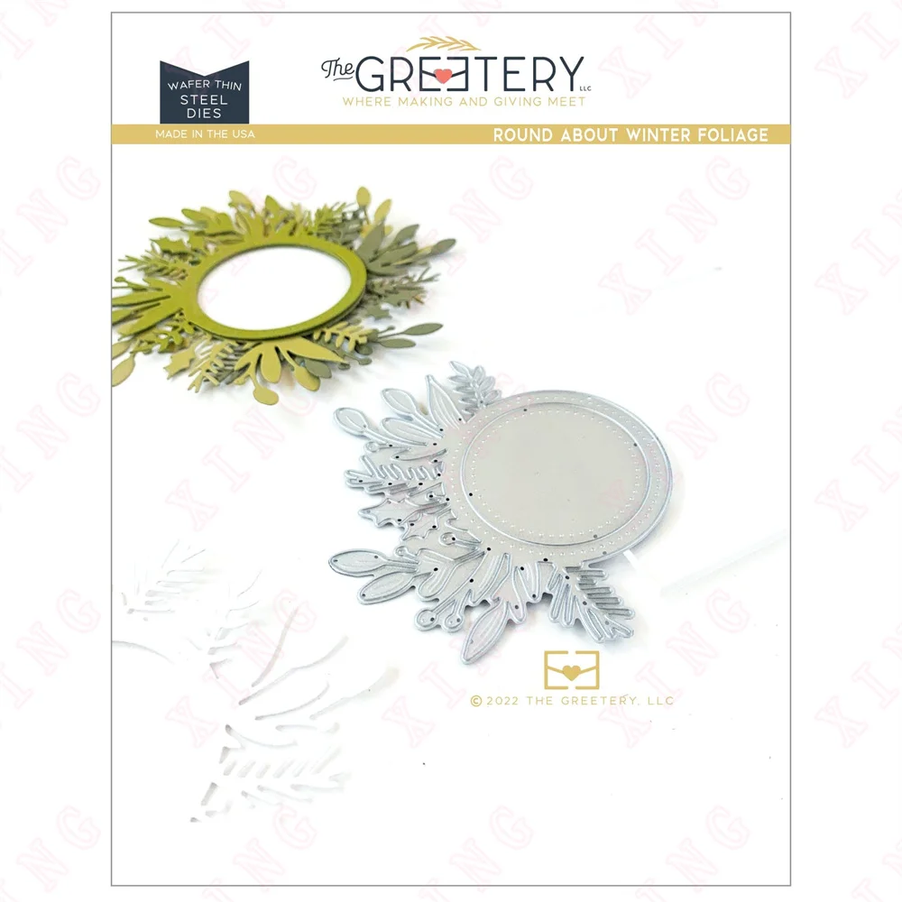 

New Arrival Metal Cutting Dies Scrapbooking Decoration Embossing Cut Die Diy Handmade Card Craft Round About Winter Foliage Mold