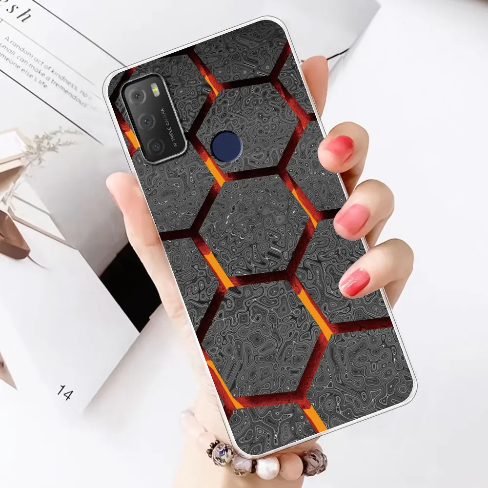 For TCL 20E Case Marble Clear Silicone Soft Transparent Fashion Cover Coque 20Y Protect Phone Funda