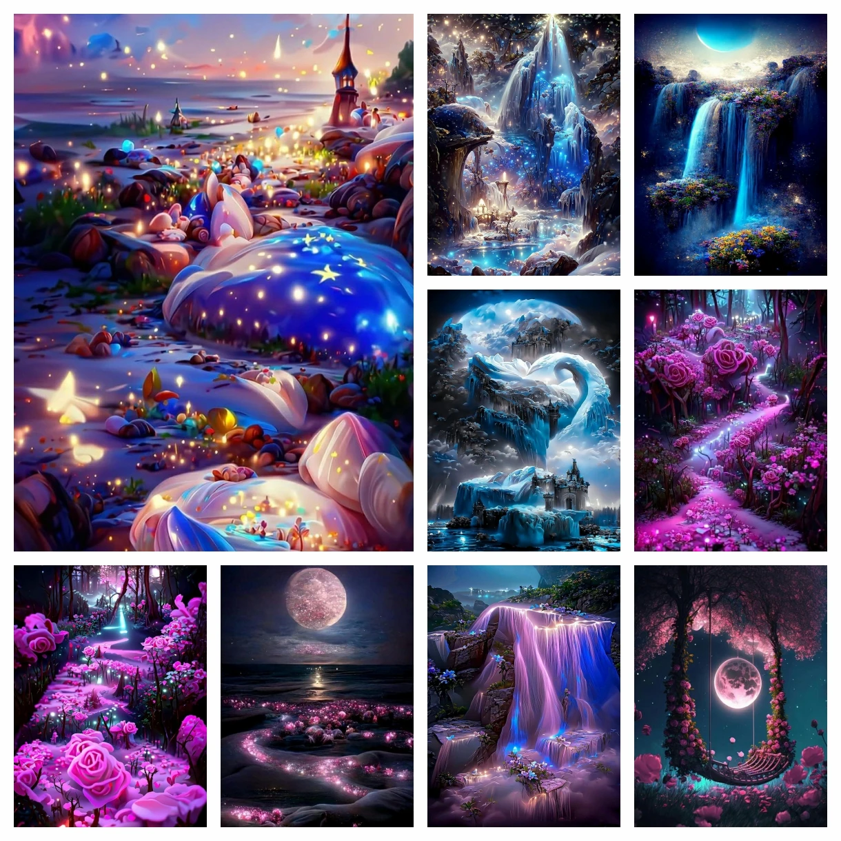 

5D DIY diamond painting fantasy waterfall scenery embroidery mosaic art painting cross-stitch set decorative gifts