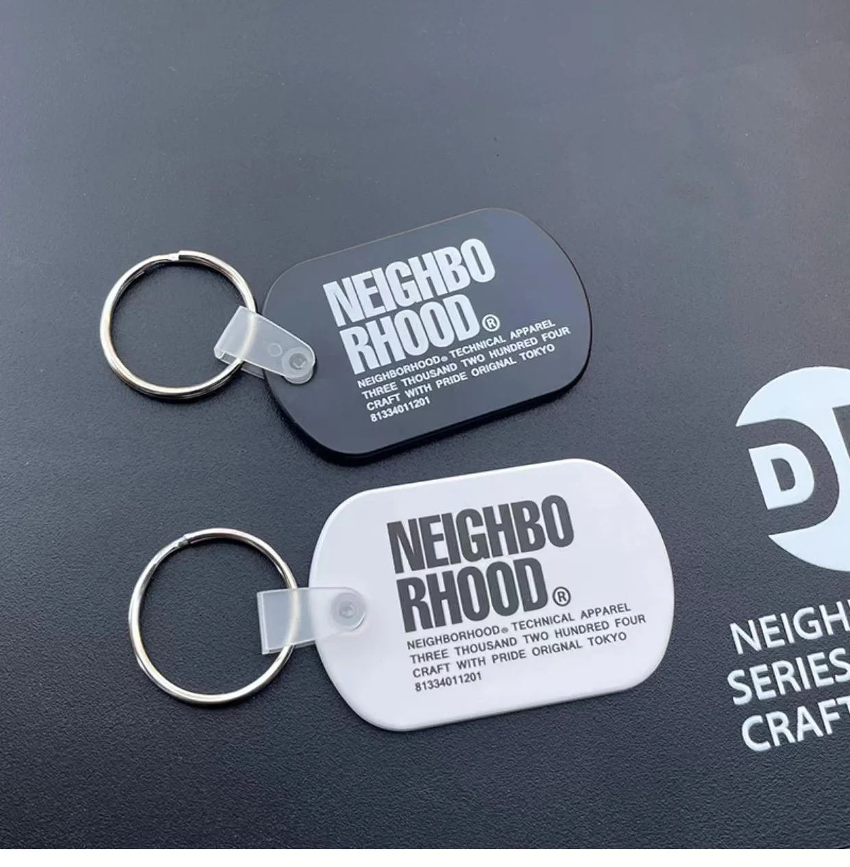 

NBHD key chain pendant famous brand retro simple buckle card accessories card pendant black and white matte pendant