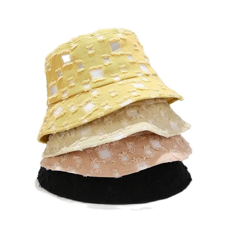 

2022 summer Cotton Personality hollow Bucket Hat Fisherman Hats Outdoor Travel Sun Cap For Men And Women 13