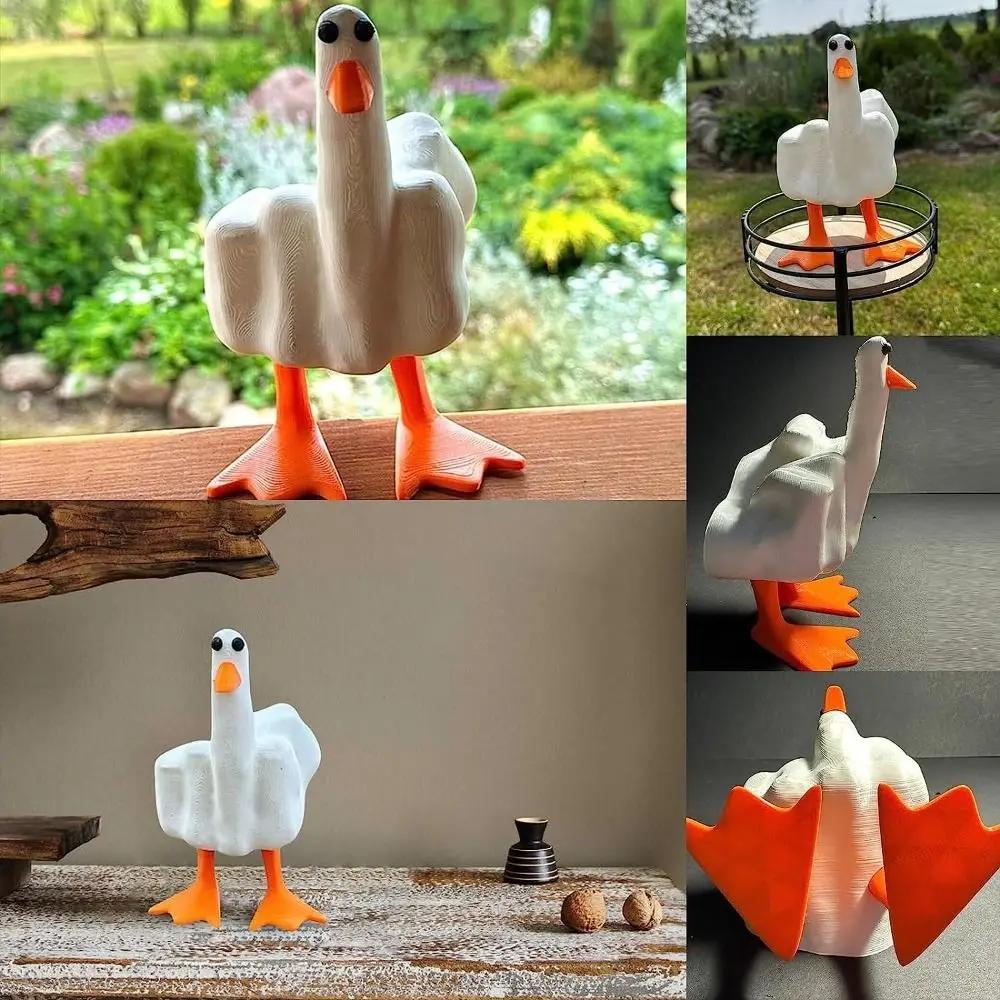 

Sculpture Resin Duck Figurine Ornament Duck You Middle Finger Duck Statue Craft Little Duck Figurine Office Desktop